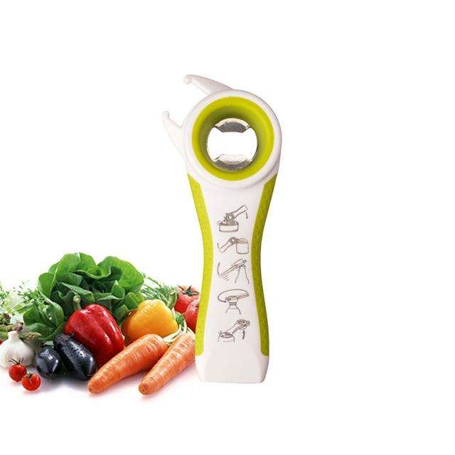 5 in 1 Multifunctional Plastic Bottle Opener Beer Opener Kitchen Tool(White&Green)