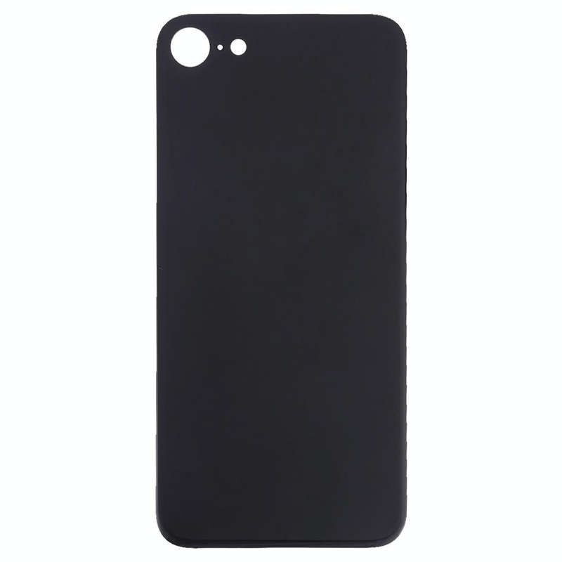 Easy Replacement Big Camera Hole Glass Back Battery Cover with Adhesive for iPhone 8(Black)