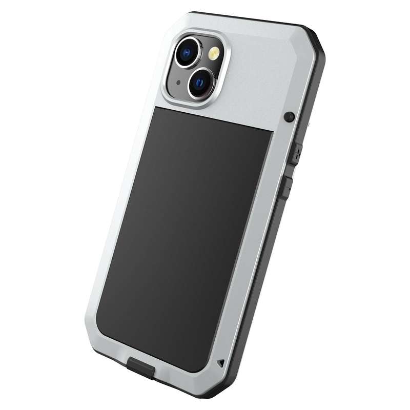 For iPhone 14 Shockproof Waterproof Silicone + Zinc Alloy Case (Silver)