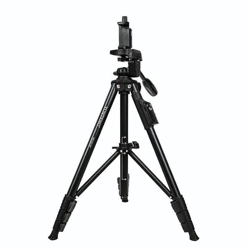 YUNTENG 211N Aluminum Tripod Mount with Bluetooth Remote Control & 3-Way Head & Phone Clamp