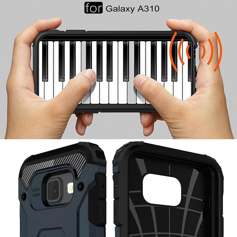 For Galaxy A3 (2016) / A310 Tough Armor TPU + PC Combination Case(Dark Blue)
