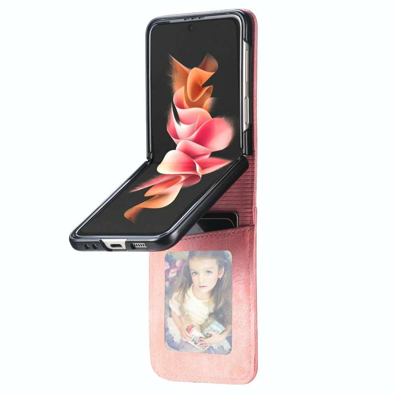 For Samsung Galaxy Z Flip3 5G Vertical Flip Card Slot Leather Phone Case(Pink)