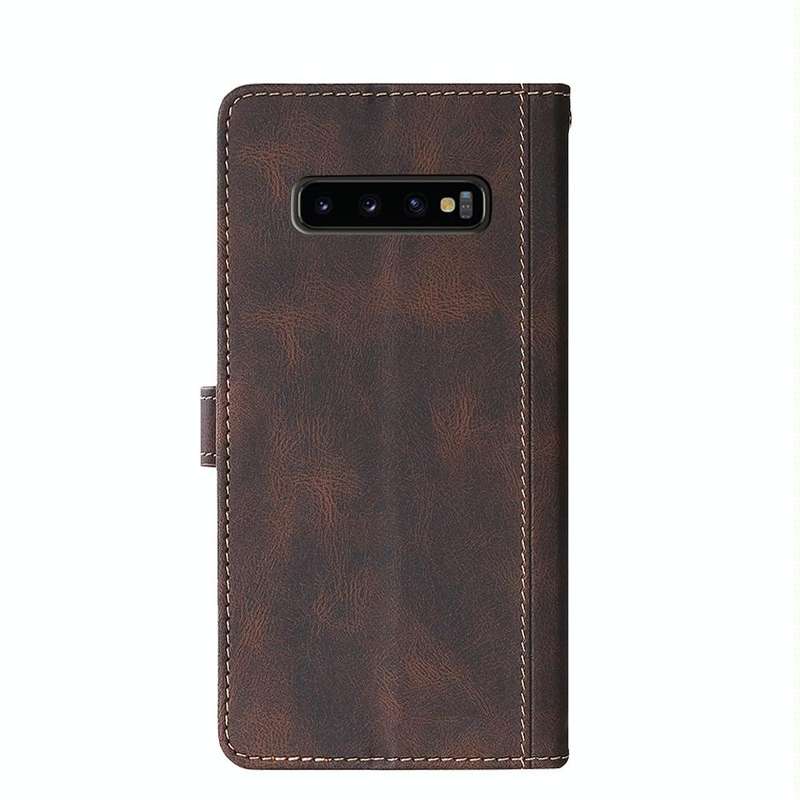 For Samsung Galaxy S10 5G Stitching Skin Feel Magnetic Buckle Horizontal Flip PU Leather Case wit...