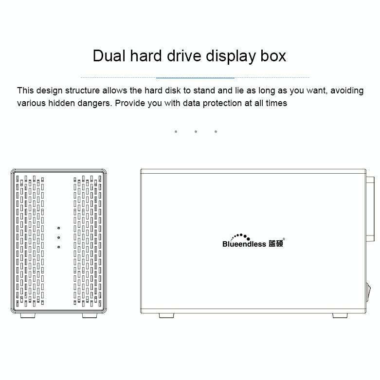 Blueendless Type-C / USB-C Interface 3.5 inch 2 Bay RAID Combination Array HDD External Enclosure...
