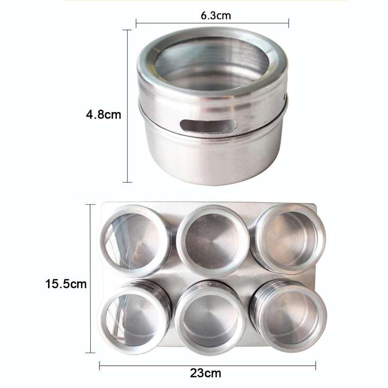 6 in 1 Kitchen Stainless Steel Salt Condiment Set Spice Jars Container Spice Bottles
