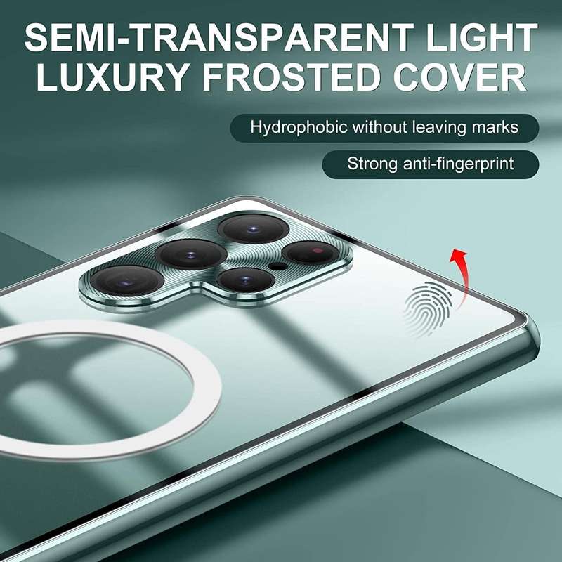 For Samsung Galaxy S22 Ultra 5G Lens Protector MagSafe Double Sided Magnetic Phone Case(Green)
