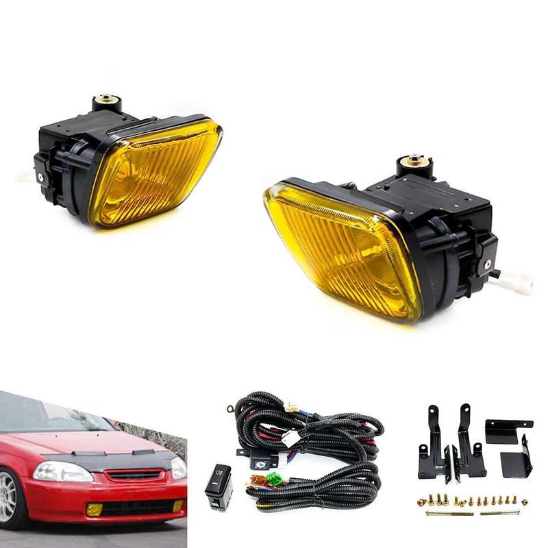 1 Pair Car Modified Front Fog Light for Honda Civic 1996-1998 (Yellow Light)
