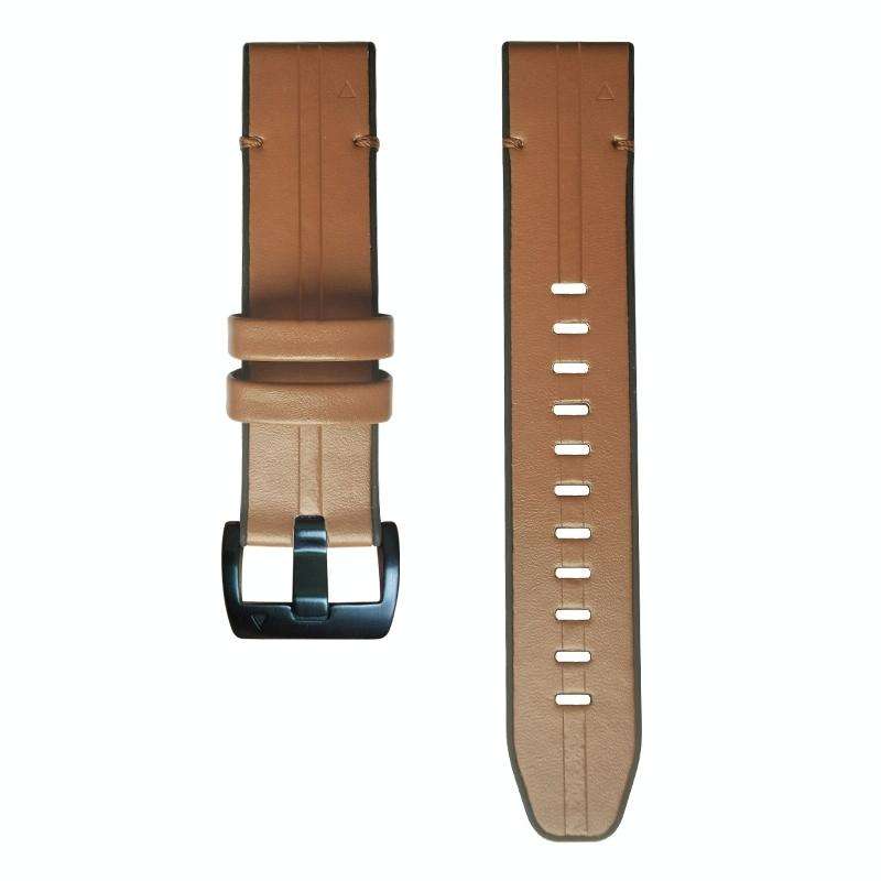 For Garmin Fenix 7 Silicone + Leather Quick Release Watch Band(Brown)