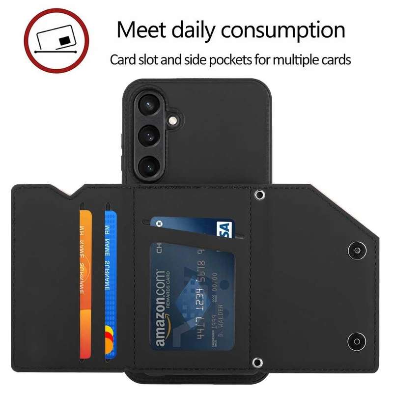 For Samsung Galaxy S23 FE 5G Skin Feel PU + TPU + PC Card Slots Phone Case(Black)