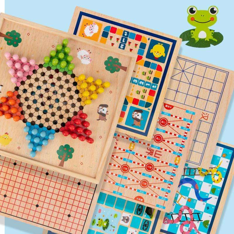 Children Wooden Multifunctional Parent-Child Interactive Puzzle Board Toy, Set Specification: 6 I...