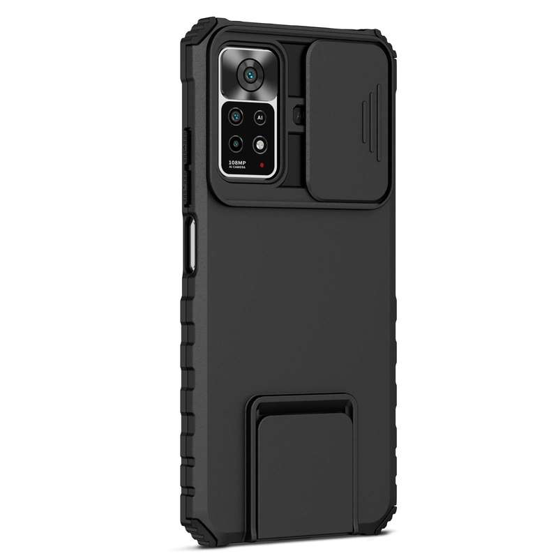 For Xiaomi Redmi Note 10 Pro Global Stereoscopic Holder Sliding Camshield Phone Case(Black)