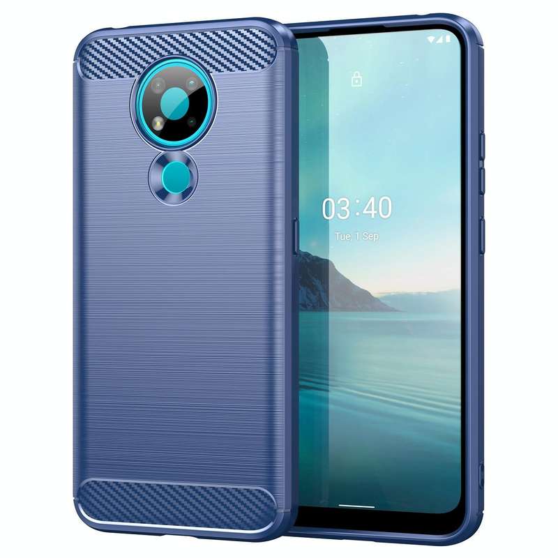 For Nokia 3.4 Brushed Texture Carbon Fiber TPU Phone Case(Blue)