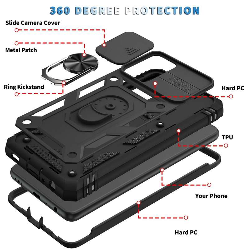 For Samsung Galaxy A52 Sliding Camera Cover Design TPU + PC Protective Case with 360 Degree Rotat...