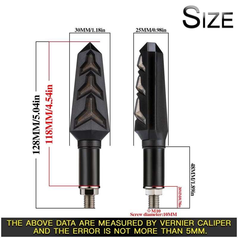 2 PCS KC031 Motorcycle Universal Flashing LED Turn Signal Brake Light(Yellow + Blue Light)