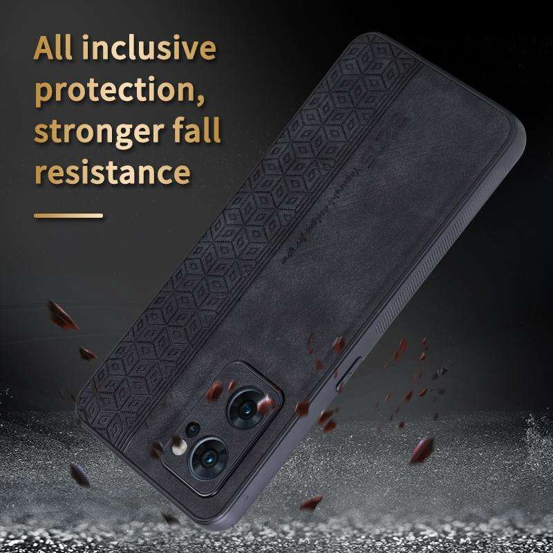 For OPPO Reno7 5G AZNS 3D Embossed Skin Feel Phone Case(Black)