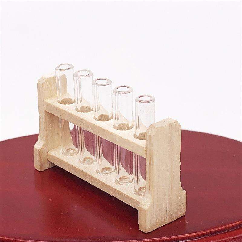 3 Sets 1:12 mini Doll House Dollhouse Iaboratory Glass Tube Test Tube Rack Miniature Food Play Sc...