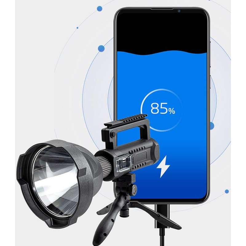 W591 P90 10W Rechargeable Strong LED Flashlight 4-Modes Outdoors Searchlight with Tripod & Output...