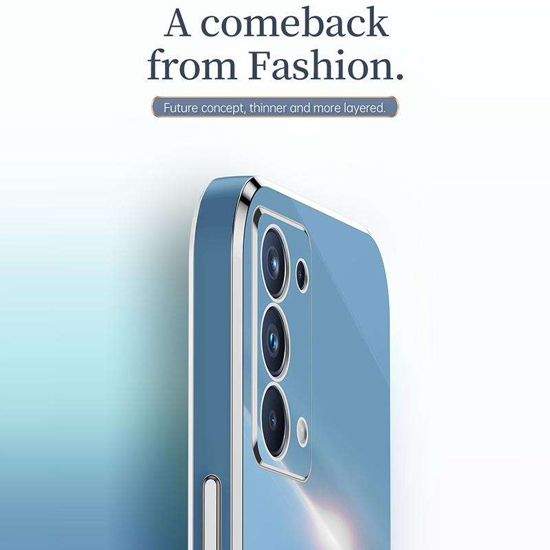 For OPPO Reno5 4G XINLI Straight 6D Plating Gold Edge TPU Shockproof Case(Celestial Blue)