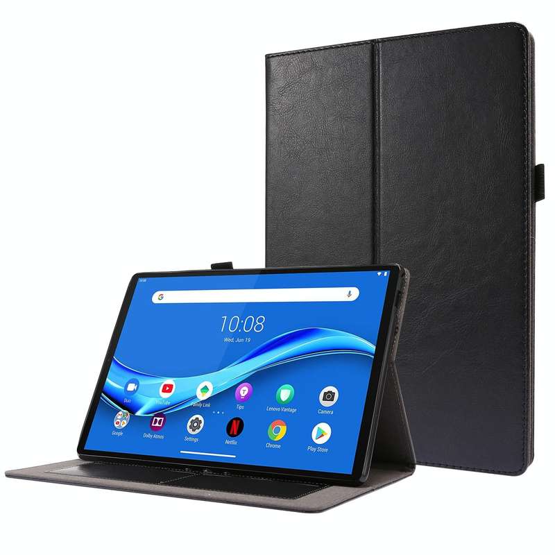 For Lenovo Tab M10 Crazy Horse Texture Horizontal Flip Leather Case with 2-folding Holder & Card ...