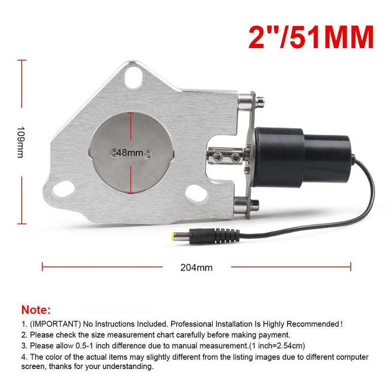 Universal Car Stainless Steel Racing Electric Exhaust Cutout Valves Control Motor, Size:2.25 inch