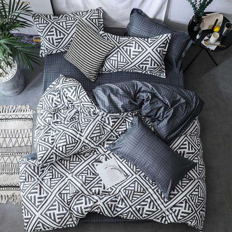 Luxury Bedding Black Marble Pattern Set Sanded Printed Quilt Cover Pillowcase, Size:200x230cm(Mochi)