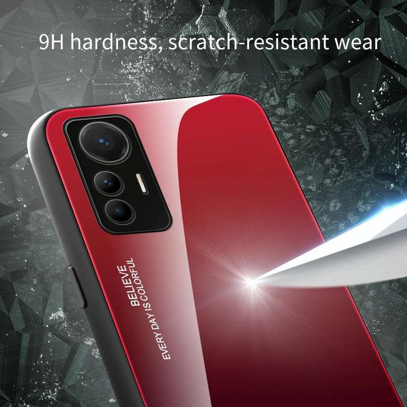 For Xiaomi 12 Lite Gradient Color Glass Case(Green Cyan)