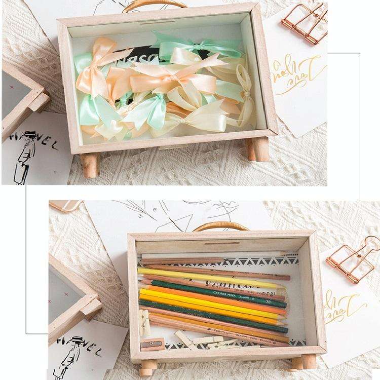 Creative Wooden Art Fresh Piggy Bank Bedroom Desktop Decoration Ornaments Sundries Storage Box, S...