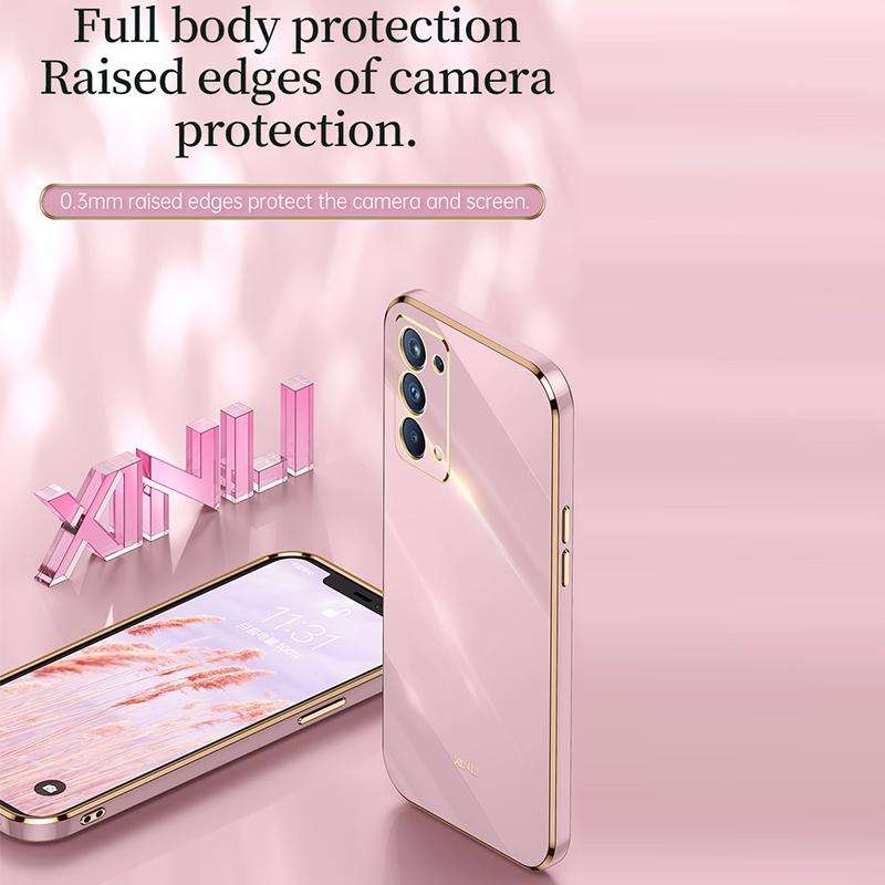 For OPPO Reno5 4G XINLI Straight 6D Plating Gold Edge TPU Shockproof Case(Celestial Blue)