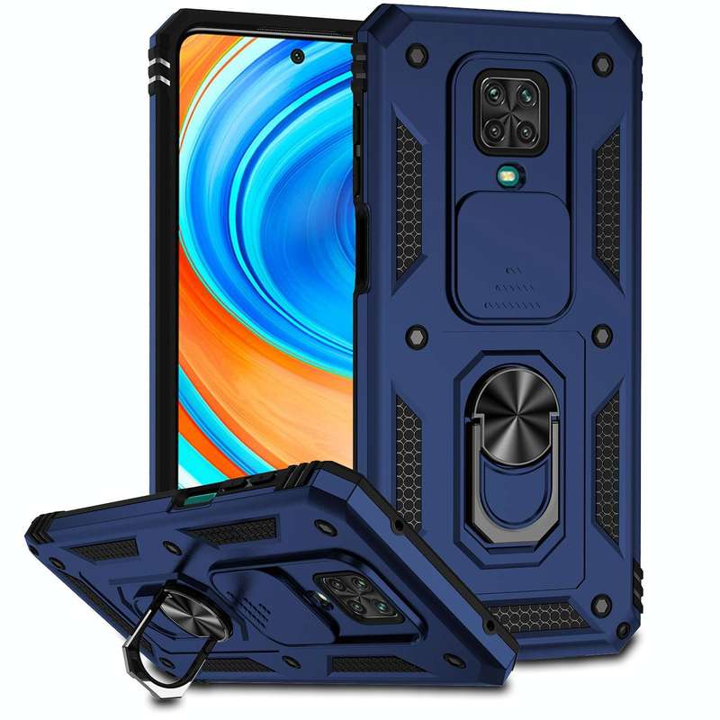For Xiaomi Redmi Note 9 Pro Sliding Camshield Holder Phone Case(Blue)