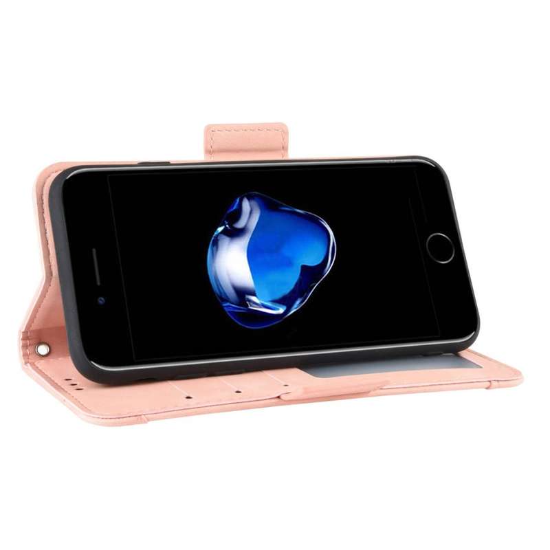 For iPhone SE 2022 / SE 2020 Wallet Style Skin Feel Calf Pattern Leather Case with Separate Card ...