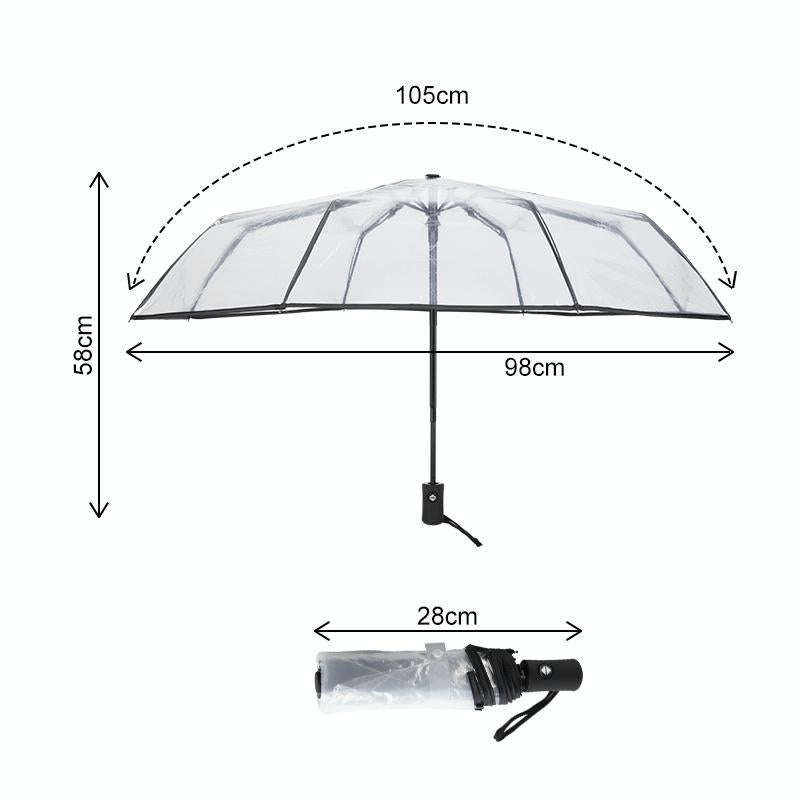 Creative Transparent Folding Umbrella 8 Bones Automatic Umbrella(White)