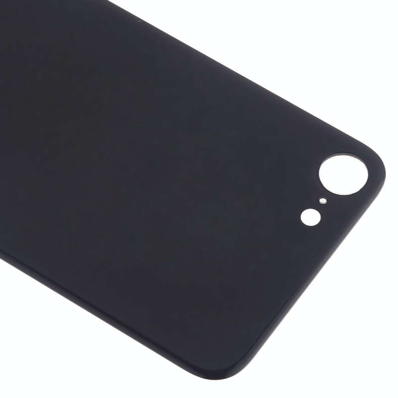 Easy Replacement Big Camera Hole Glass Back Battery Cover with Adhesive for iPhone 8(Black)