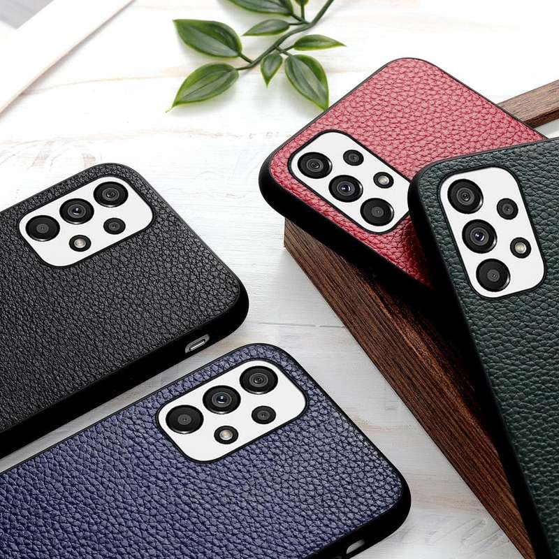 For Samsung Galaxy A73 5G Accurate Hole Litchi Texture Genuine Leather Phone Case(Green)
