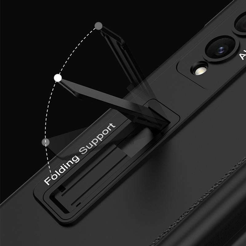 For Samsung Galaxy Z Fold4 GKK Magnetic Hinge Flip Phone Case with Pen Holder & Holder(Silver)