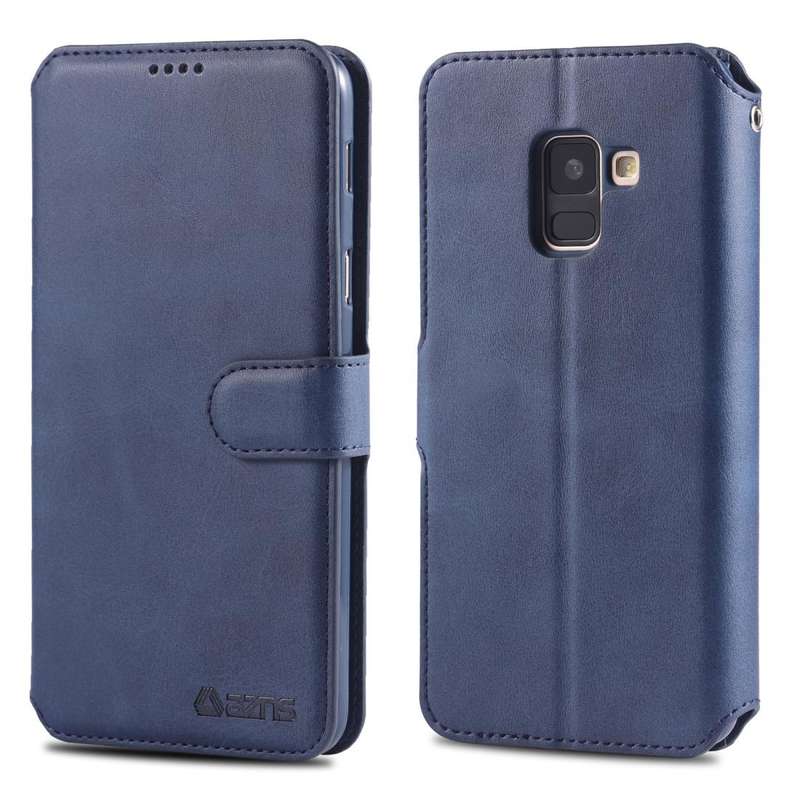 For Galaxy A6 2018 AZNS Calf Texture Magnetic Horizontal Flip PU Leather Case with Holder & Card ...