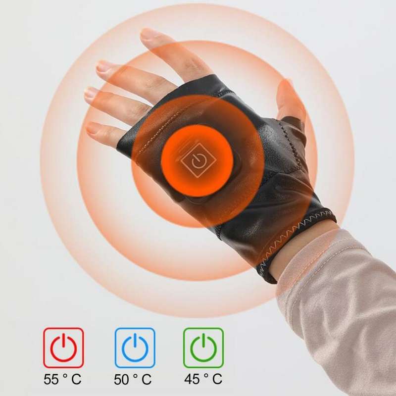 1 Pair Adjustable Temperature Rechargeable Intelligent Electric Heating Gloves Half Finger Gloves...