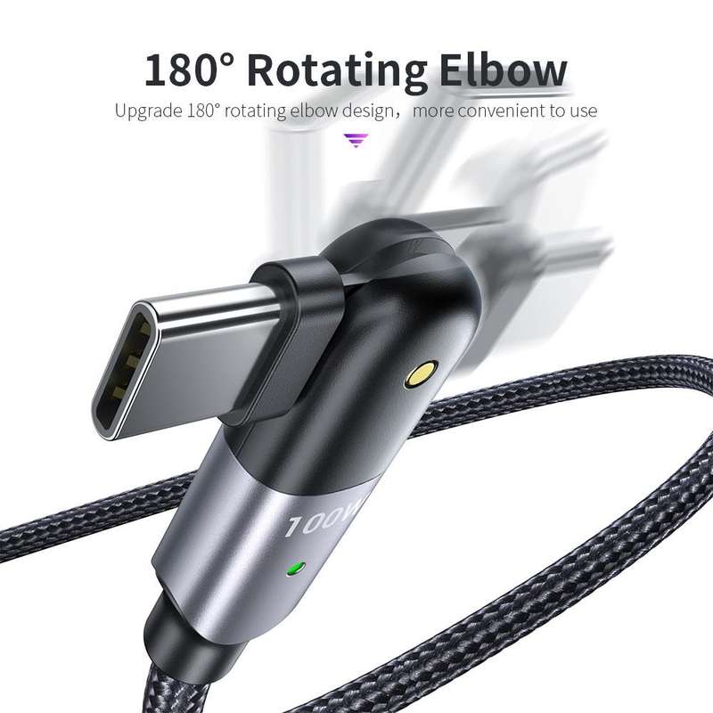 FXCTL-WY0G 100W 5A USB-C / Type-C to Type-C 180 Degree Rotating Elbow Fast Charging Cable, Length...