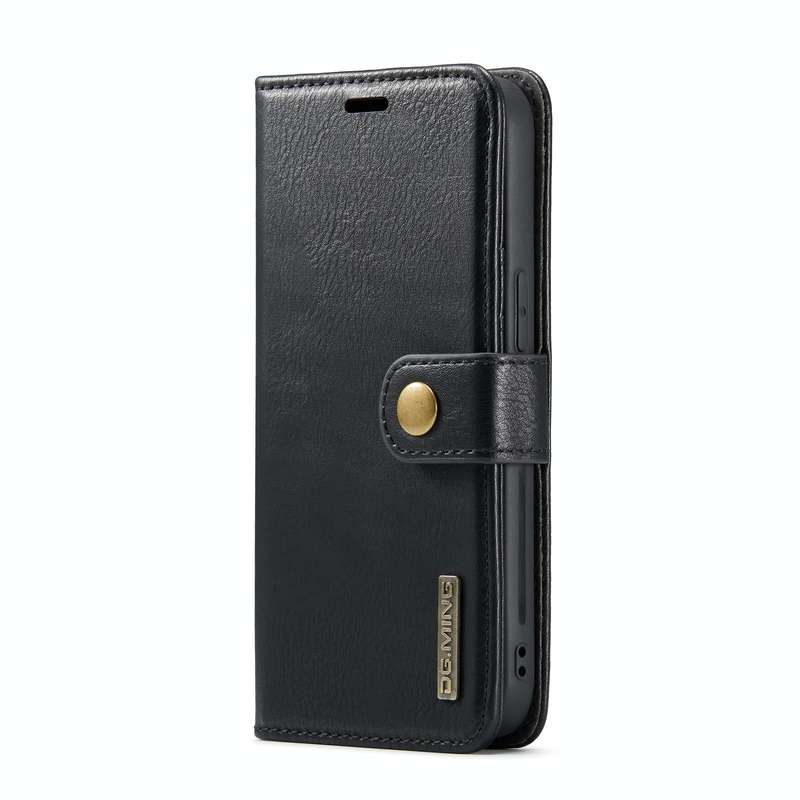 For iPhone 14 Pro Max DG.MING Crazy Horse Texture Detachable Magnetic Leather Case(Black)
