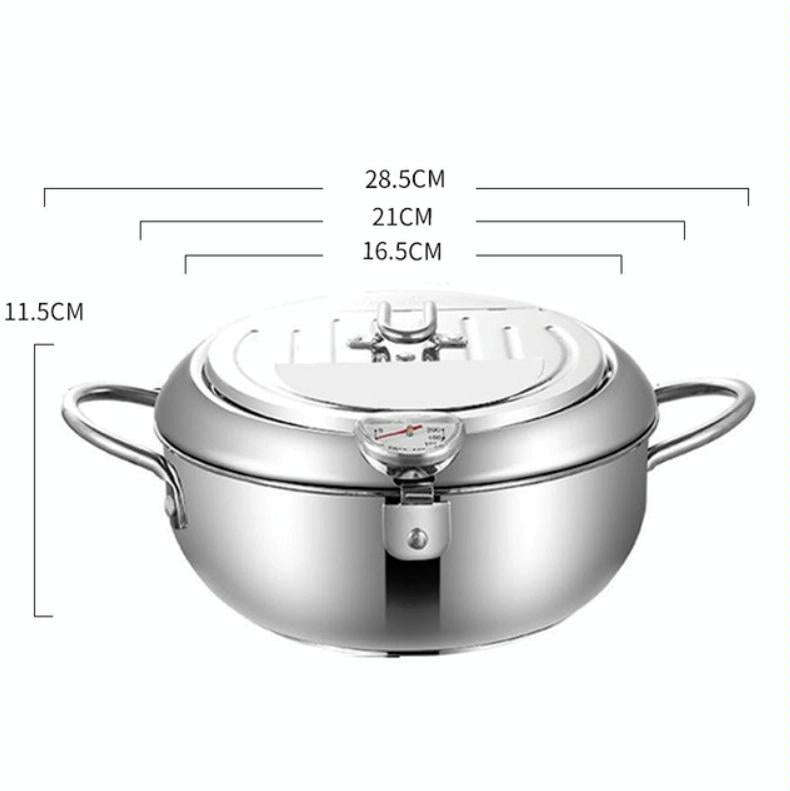 201 Stainless Steel Fryer Pot Household Temperature-controlled Multifunctional Thickening Pot, Si...