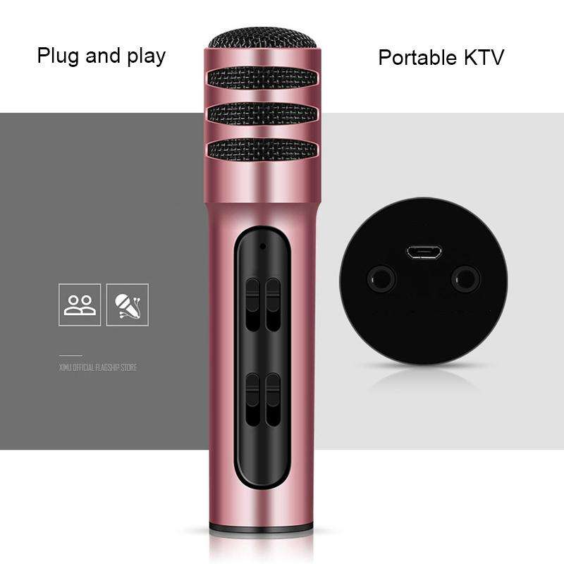 BGN-C7 Condenser Microphone Dual Mobile Phone Karaoke Live Singing Microphone Built-in Sound Card...
