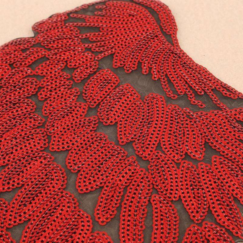 Magic Color A Pair Sequin Feather Wing Shape Clothing Patch Sticker DIY Clothing Accessories, Siz...