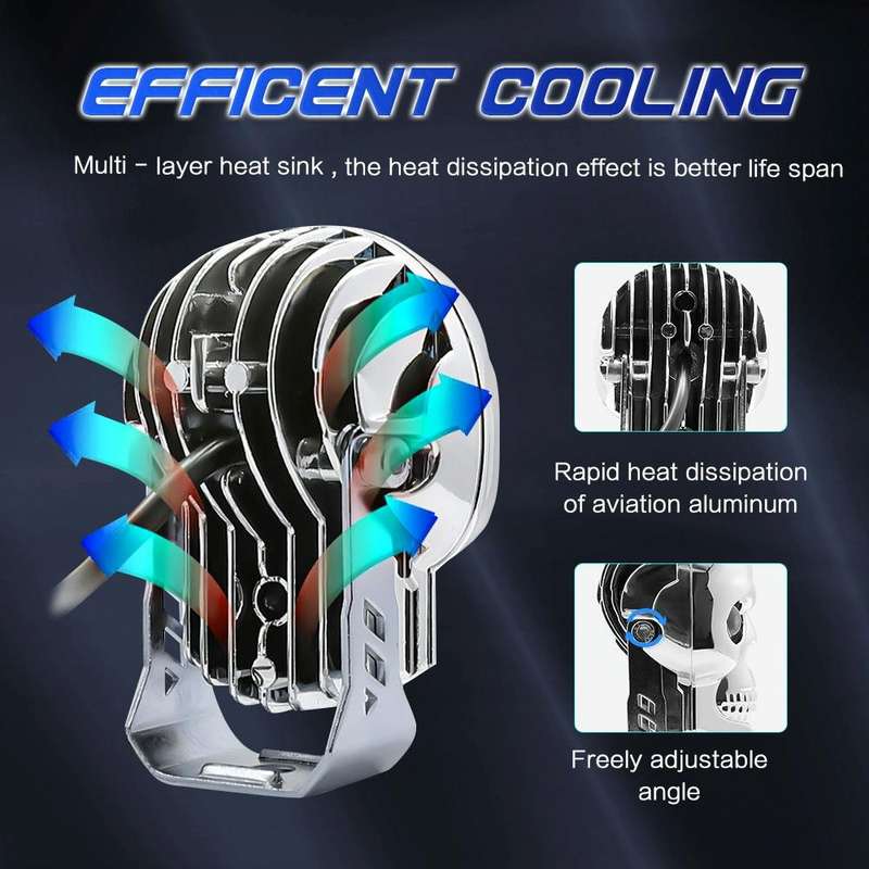 26W 3000LM Car Motorcycle IP68 Waterproof Skull Style Spotlight(Black)