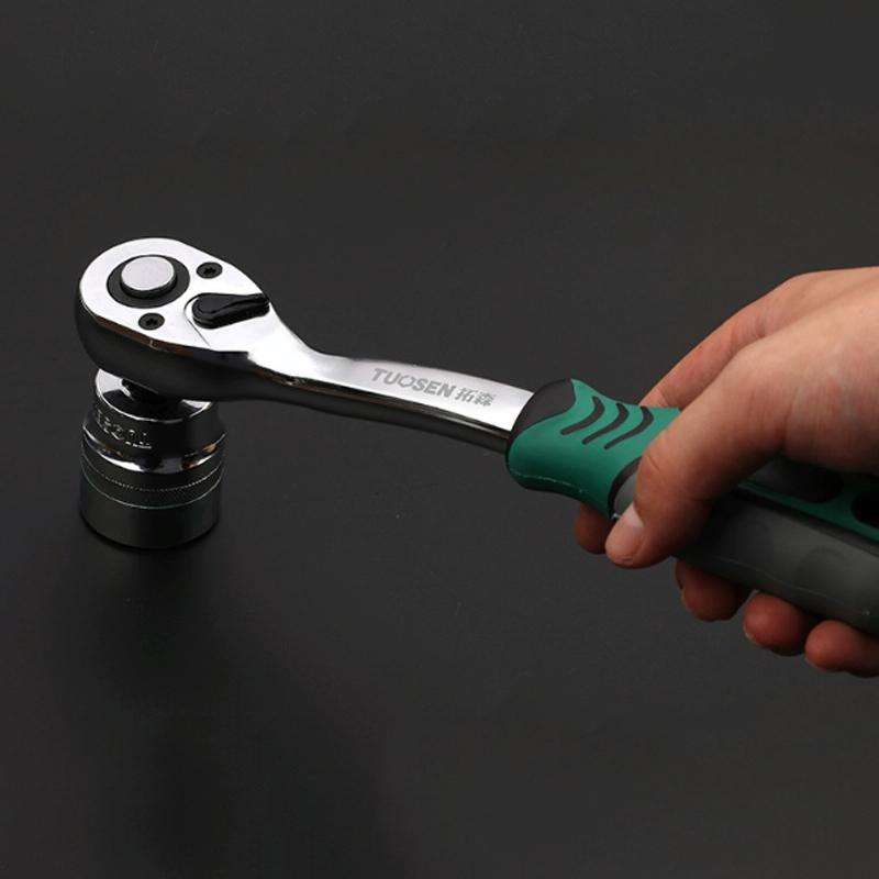 TUOSEN Quick-release Socket Wrench Curved Handle Ratchet Spanner, Size:M