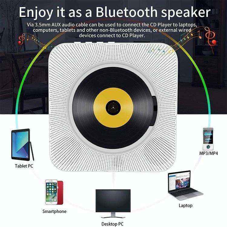 The Second Generation Portable Digital Display Bluetooth Speaker CD Player with Remote Control (W...