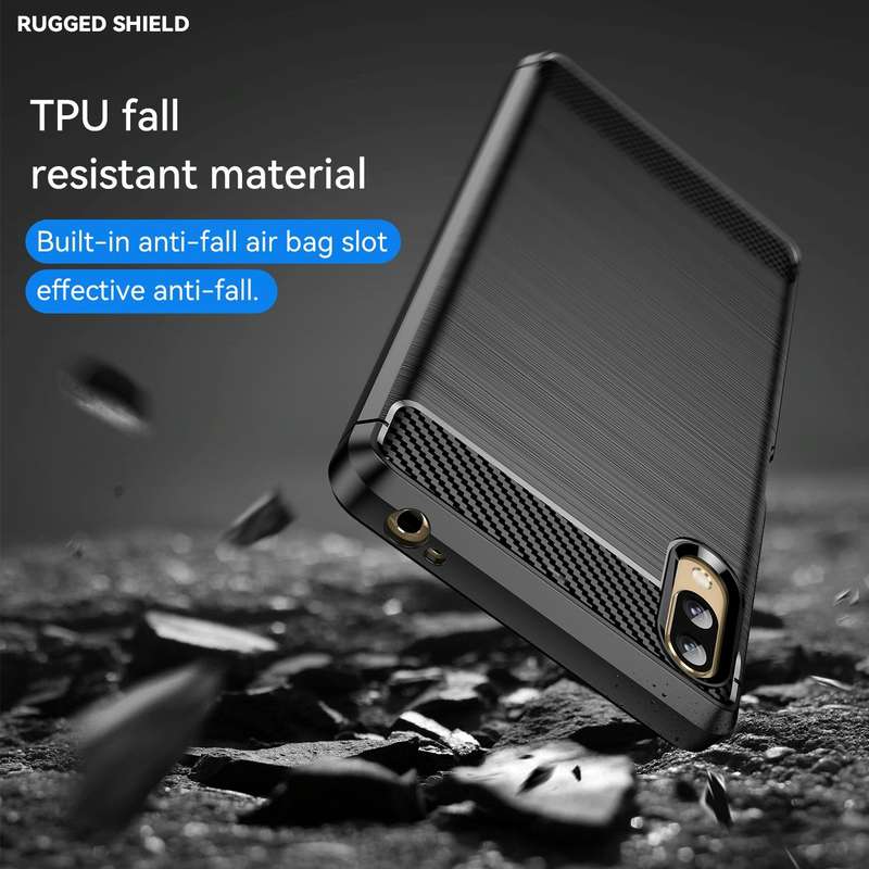 For Sony Xperia L3 Brushed Texture Carbon Fiber TPU Phone Case(Black)