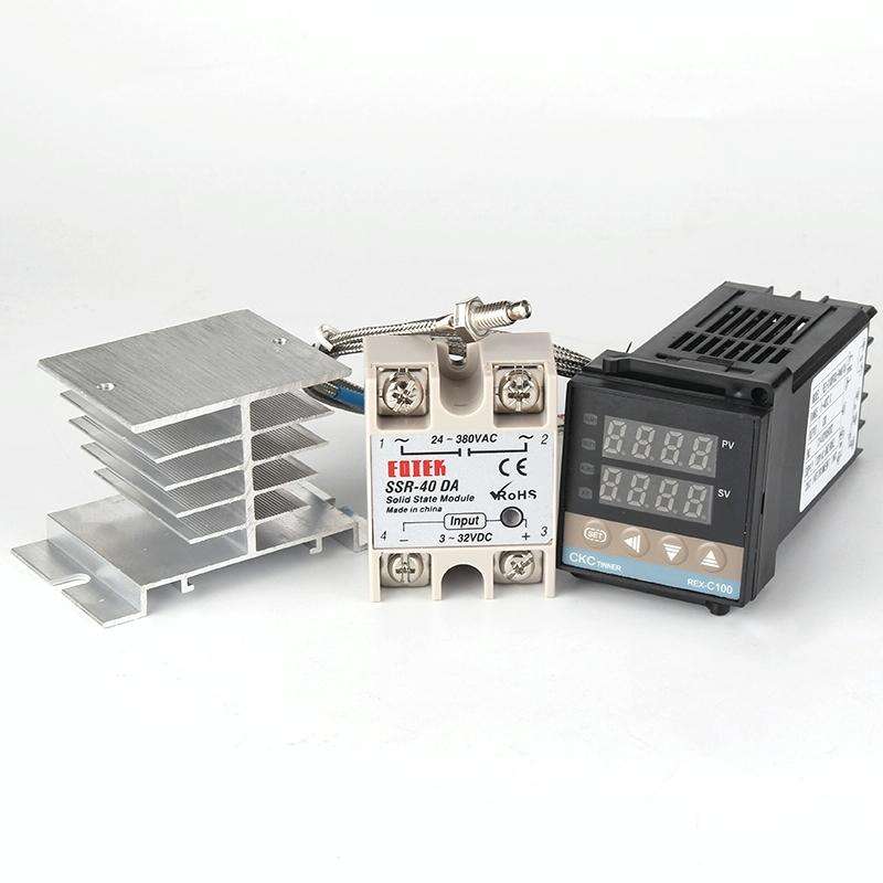 6600W REX-C100 Thermostat + Heat Sink + Thermocouple + SSR-60 DA Solid State Module Intelligent T...