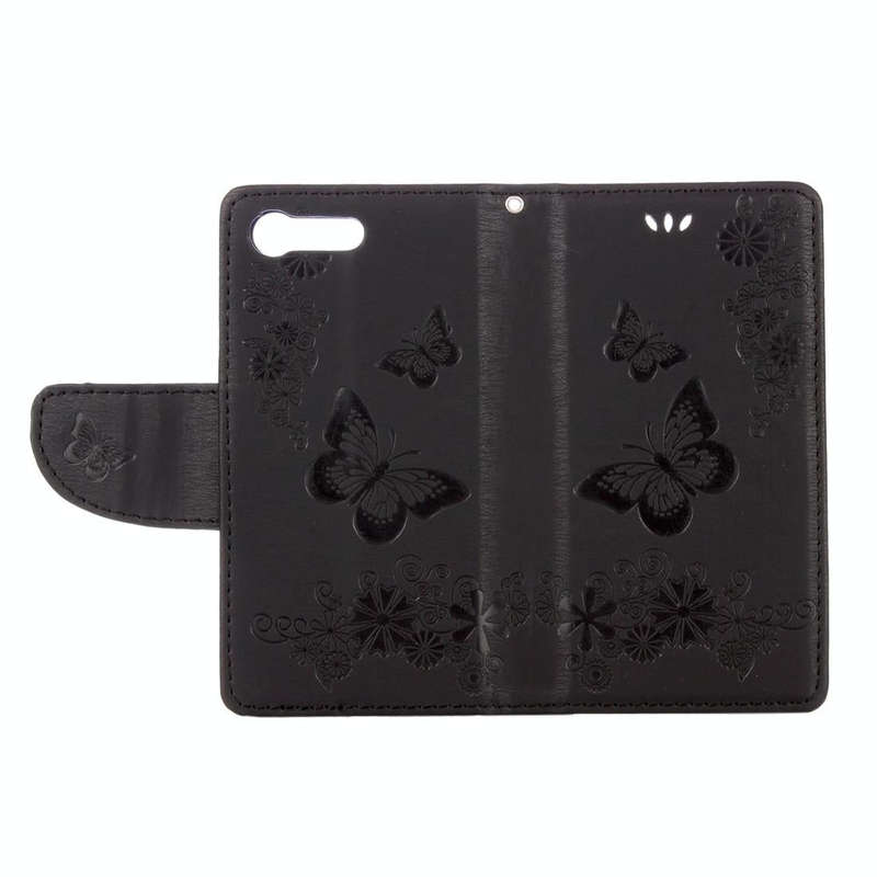 For Sony Xperia X Compact Butterflies Embossing Horizontal Flip Leather Case with Holder & Card S...