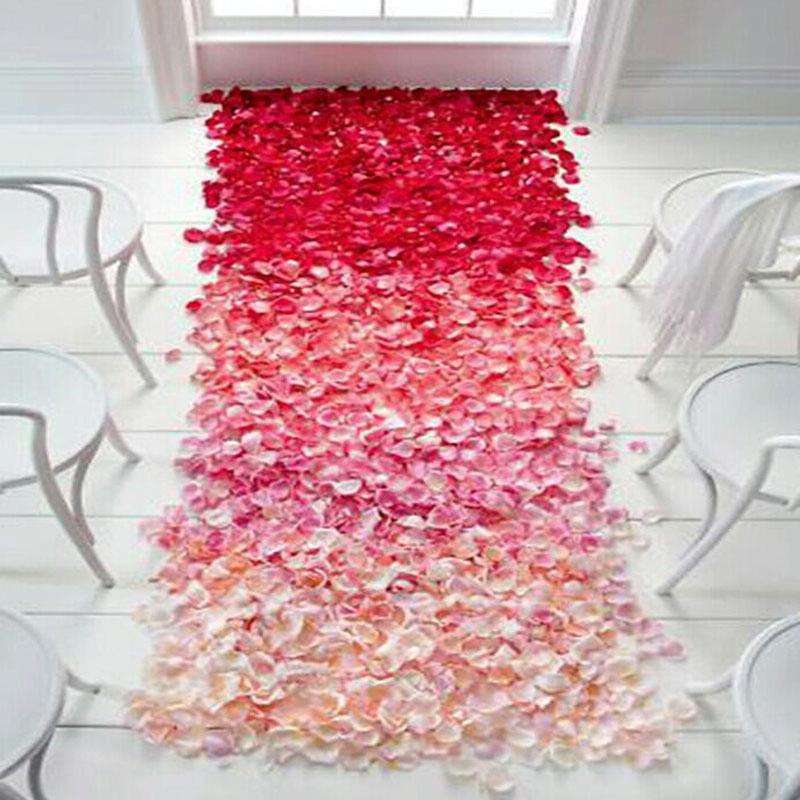 1000pcs / 10 Pack Artificial Wedding Rose Petals Flowers Wedding Decorations(Sunset Red)