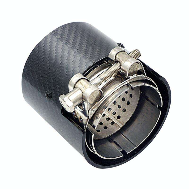 Car Modified MP Exhaust Pipe Glossy 90mm Carbon Fiber Short Tail Throat for BMW 3 Series, Air Inl...