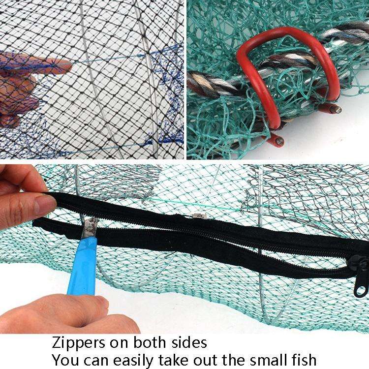 Spring Cage Fishing Net Automatic Folding Shrimp Cage Round Spring Fish Net(Special Mesh Large)